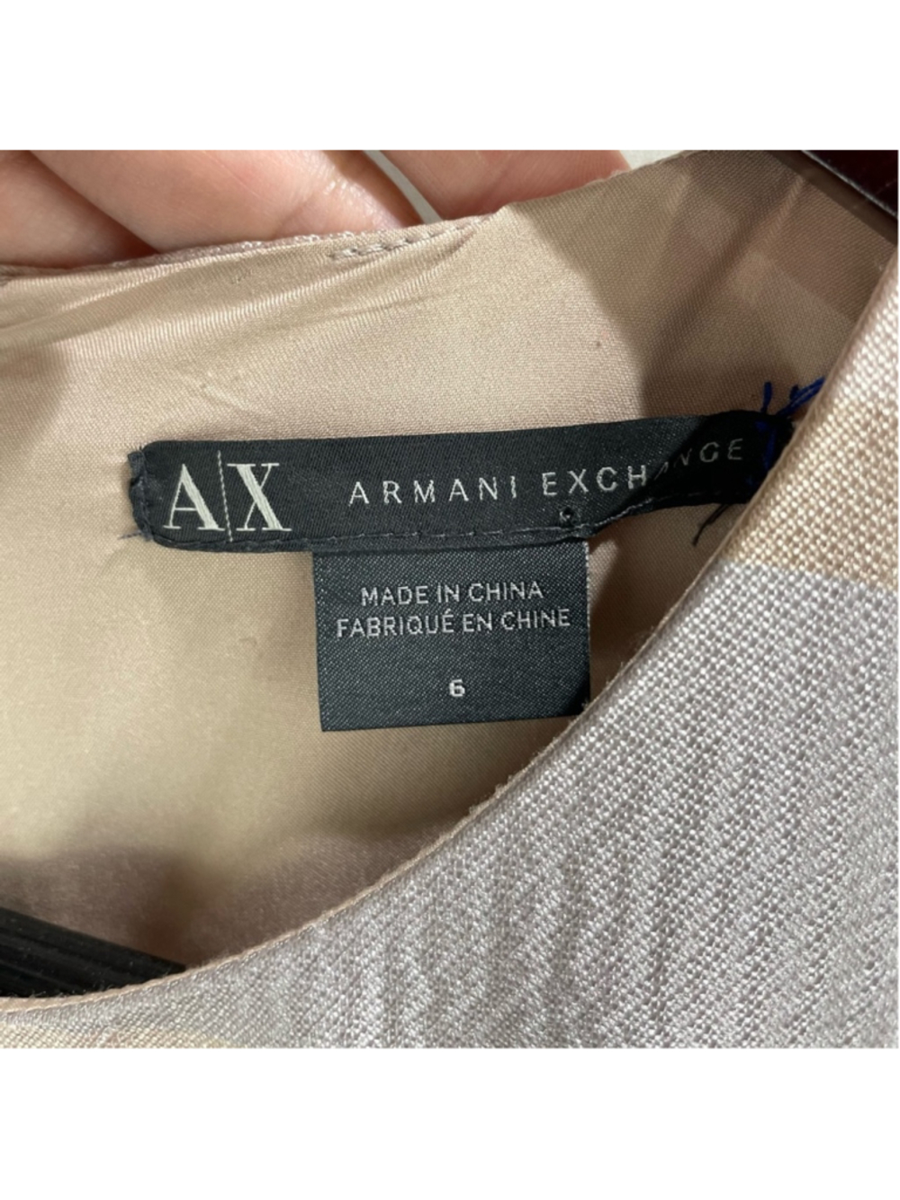 Armani Exchange Beige Taffeta Pleated Fit and Flare Tea Dress Size 6 - Picture 5 of 6